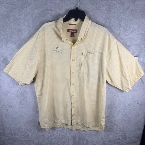 Simms Other - Simms Mens XL Yellow Plaid Short Sleeve Fishing Shirt Nature Coast Fly Shop FL